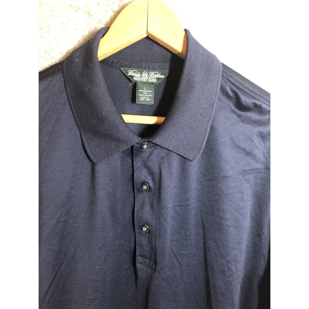 Brooks Brothers Shirt Mens Large Blue Performance Knit Polo Golf Casual Classic